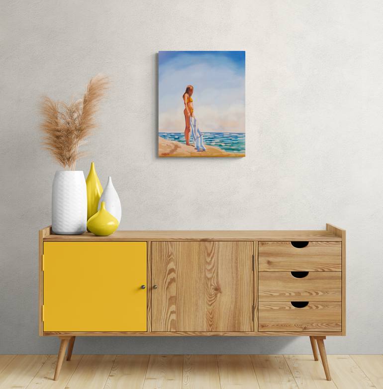 Original Figurative Beach Painting by Daria Gerasimova