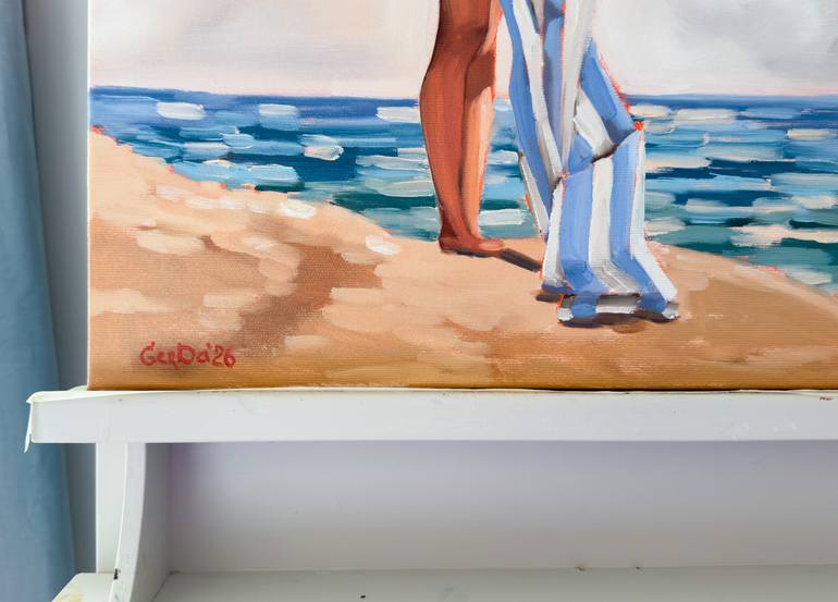 Original Figurative Beach Painting by Daria Gerasimova
