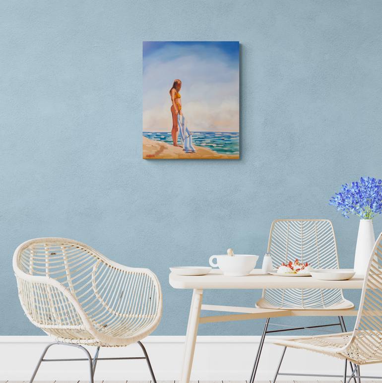 Original Figurative Beach Painting by Daria Gerasimova