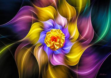 “Mystical Rose” Floral Fractal Artwork, Acrylic on Canvas, by Award-Winning Artist - Limited Edition of 10 thumb