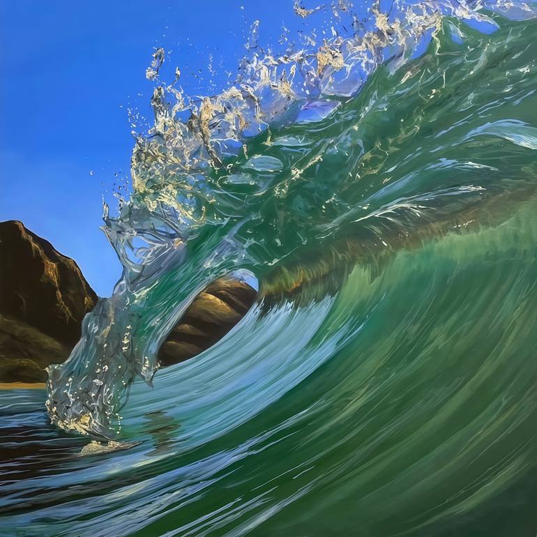 Original Photorealism Seascape Painting by Alena Panchishin