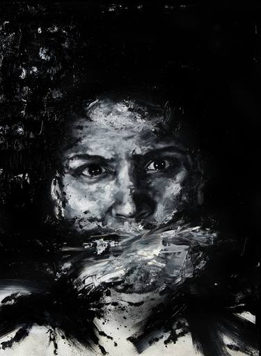 artist painting black and white