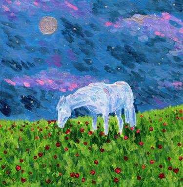 Original Impressionism Horse Paintings by Ekaterina Karpushchenkova