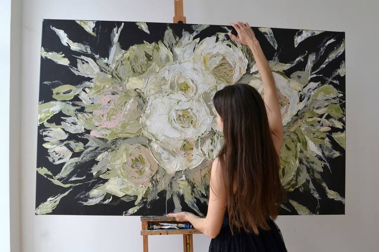 Original Modern Floral Painting by Tetiana and Victoria Hutsul