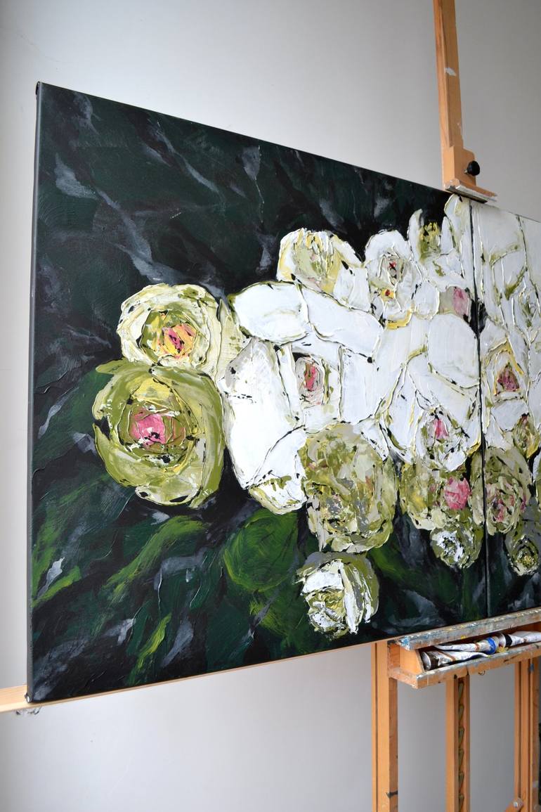 Original Floral Painting by Tetiana and Victoria Hutsul