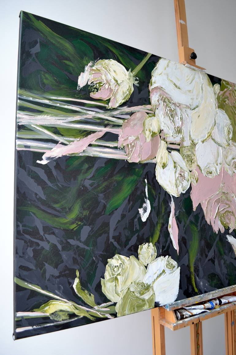 Original Abstract Floral Painting by Tetiana And Victoria Hutsul