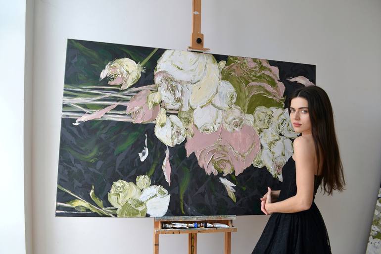 Original Abstract Floral Painting by Tetiana and Victoria Hutsul