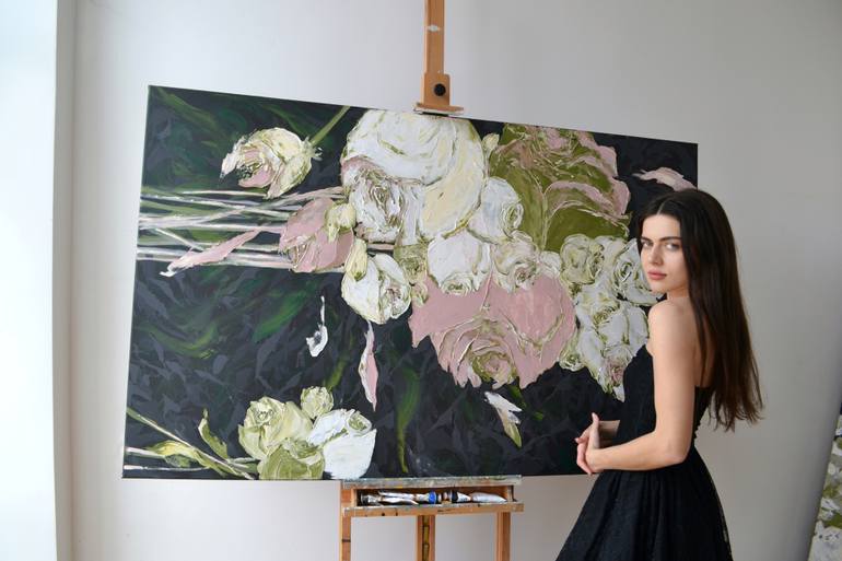Original Abstract Floral Painting by Tetiana And Victoria Hutsul