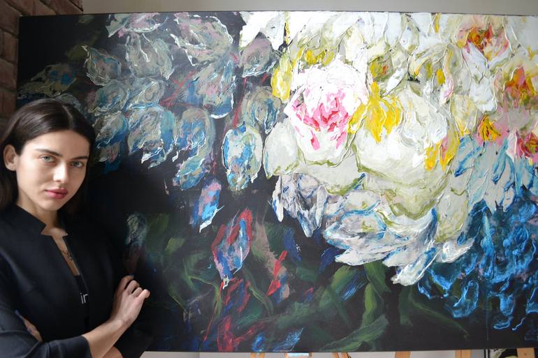 Original Modern Floral Painting by Tetiana and Victoria Hutsul