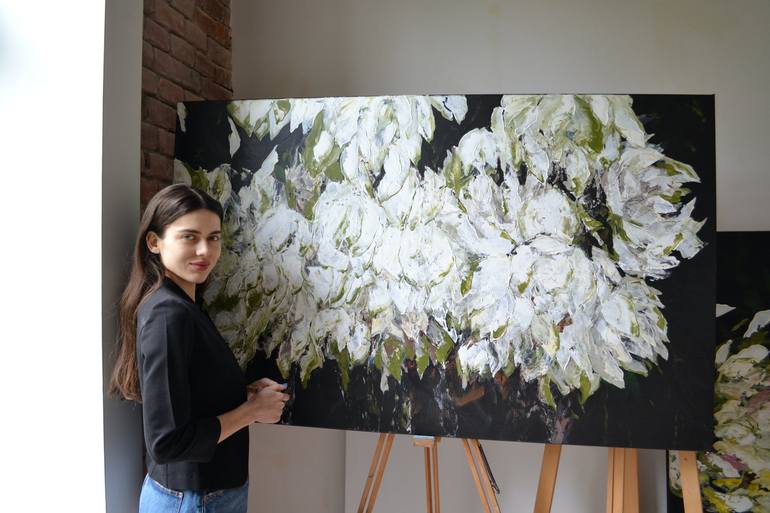 Original Modern Floral Painting by Tetiana and Victoria Hutsul