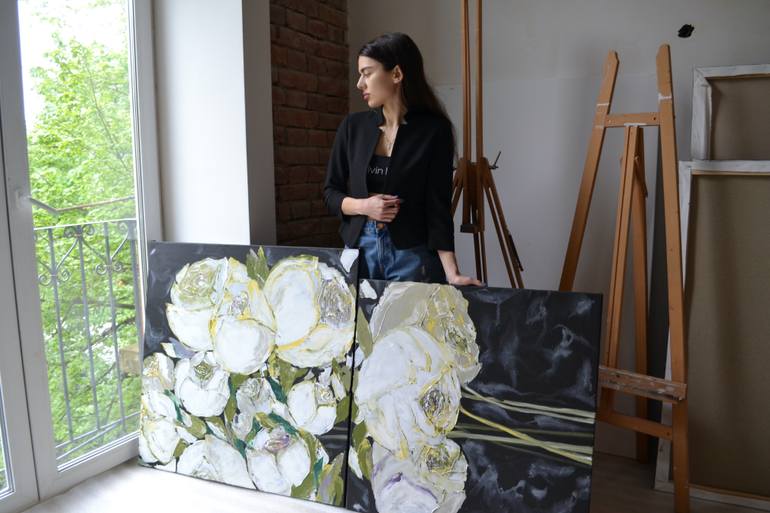 Original Contemporary Floral Painting by Tetiana And Victoria Hutsul