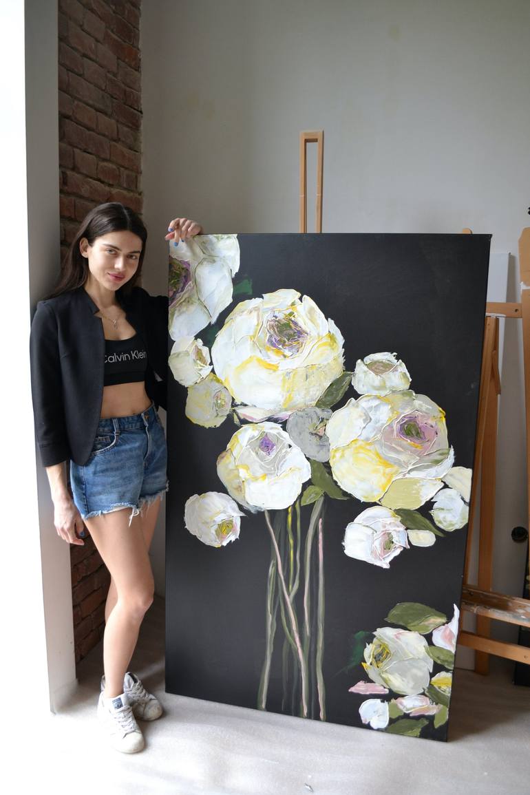 Original Expressionism Floral Painting by Tetiana And Victoria Hutsul