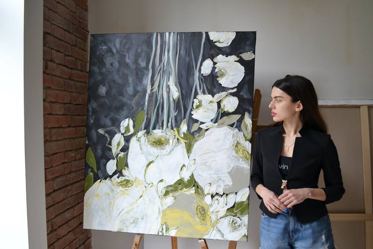 Original Floral Painting by Tetiana and Victoria Hutsul