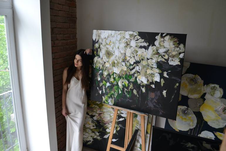 Original Photorealism Floral Painting by Tetiana and Victoria Hutsul