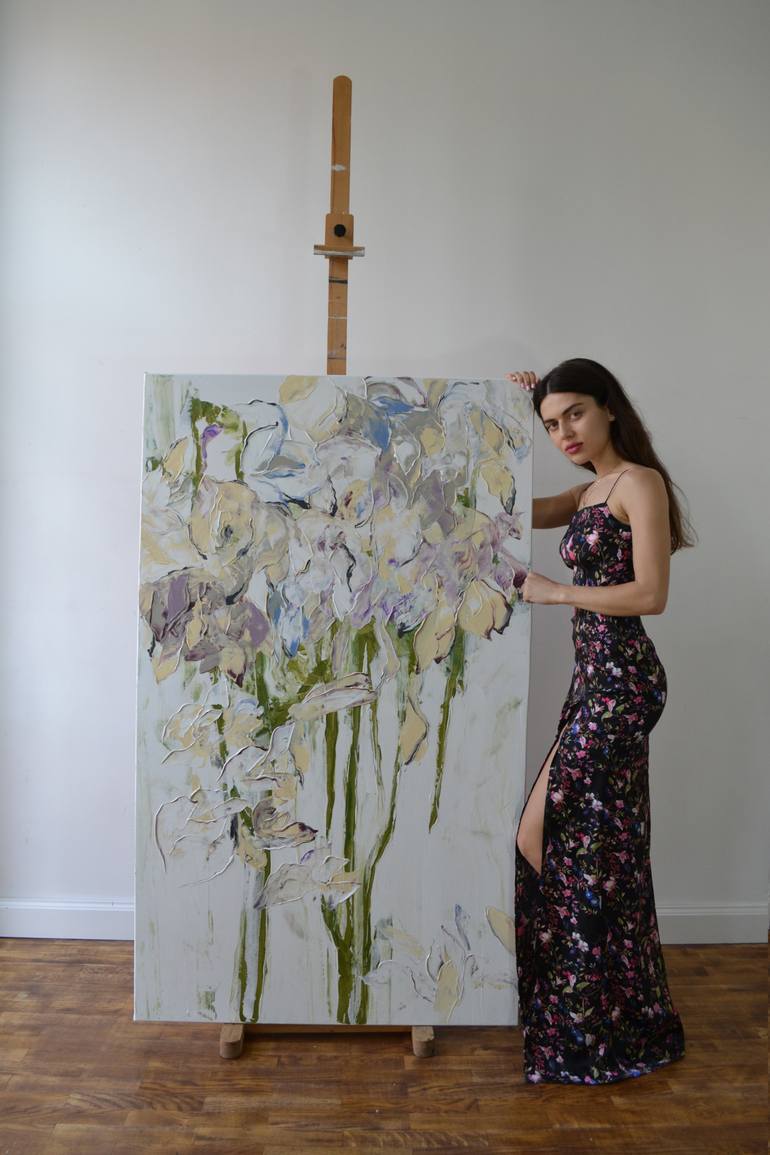 Original Abstract Floral Painting by Tetiana And Victoria Hutsul