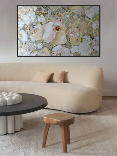 I could set your world on fire/ Large Modern Beige Floral Art thumb