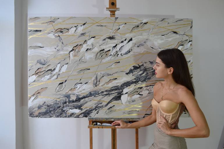 Original Abstract Floral Painting by Tetiana And Victoria Hutsul