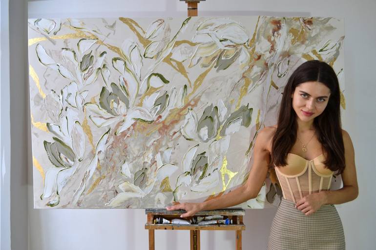 Original Contemporary Floral Painting by Tetiana and Victoria Hutsul