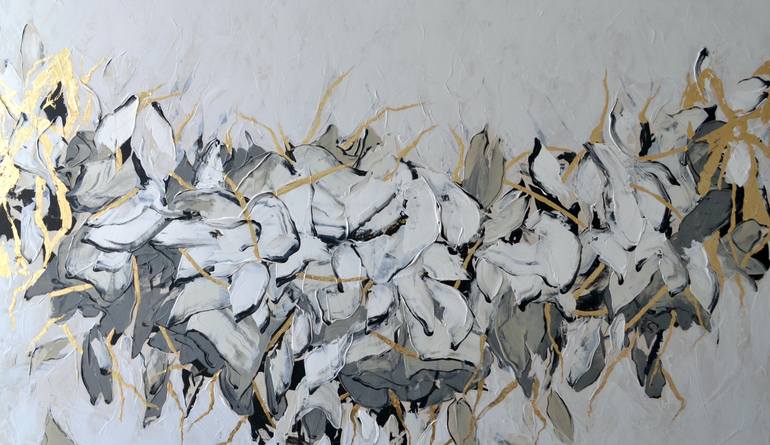 Original Abstract Floral Painting by Tetiana And Victoria Hutsul