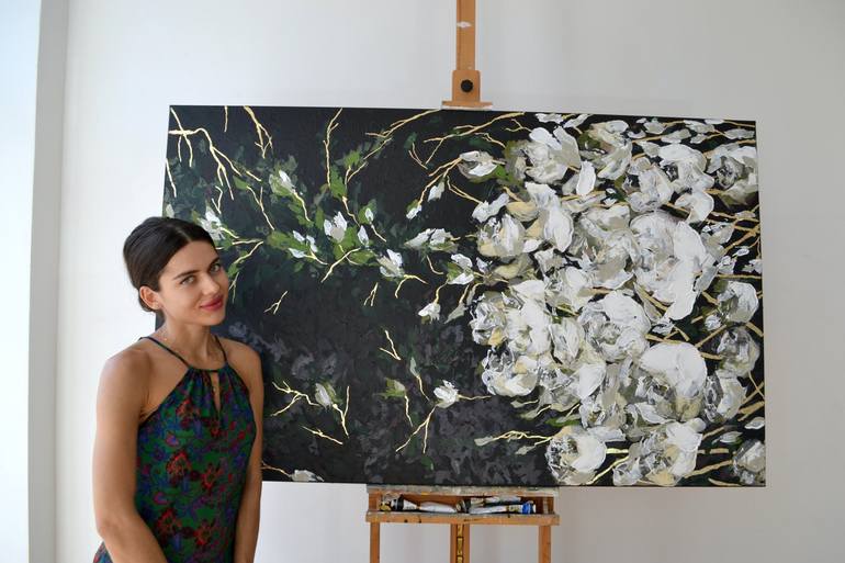 Original Contemporary Floral Painting by Tetiana and Victoria Hutsul