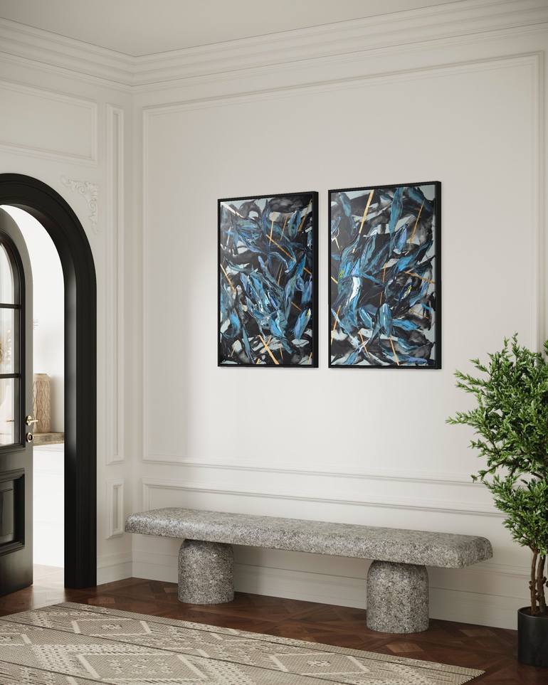 Original Contemporary Floral Painting by Tetiana and Victoria Hutsul