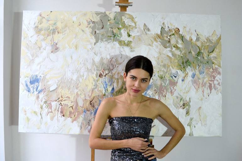 Original Abstract Floral Painting by Tetiana And Victoria Hutsul