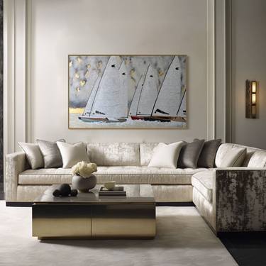 Original Abstract Sailboat Paintings by Tetiana and Victoria Hutsul