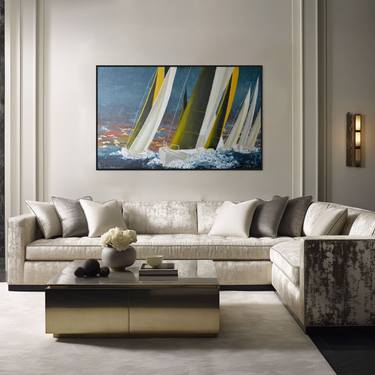 Original Abstract Sailboat Paintings by Tetiana and Victoria Hutsul