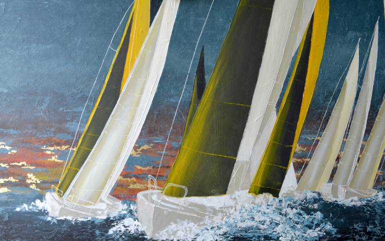 Original Abstract Boat Painting by Tetiana And Victoria Hutsul