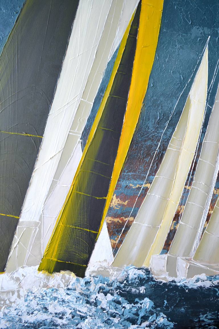 Original Abstract Boat Painting by Tetiana And Victoria Hutsul
