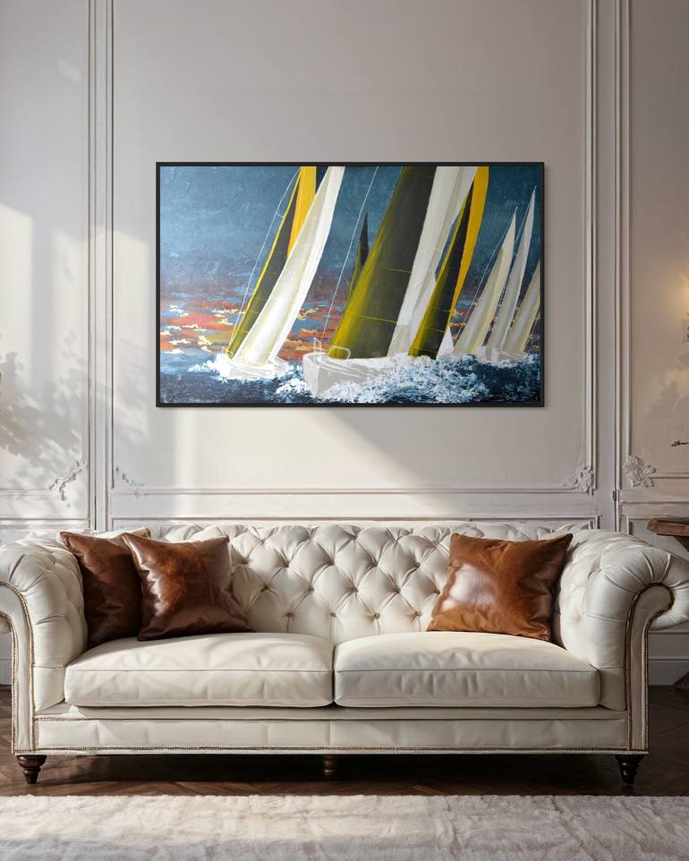 Original Sailboat Painting by Tetiana and Victoria Hutsul