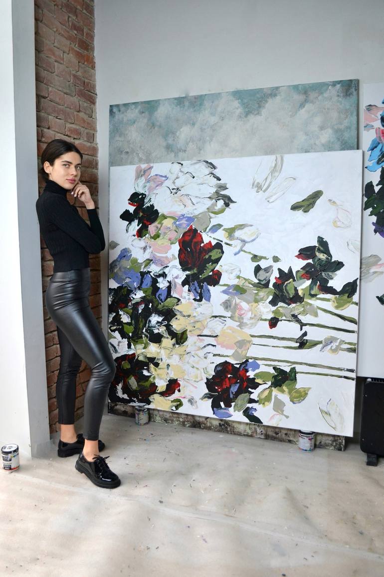 Original Contemporary Floral Painting by Tetiana and Victoria Hutsul