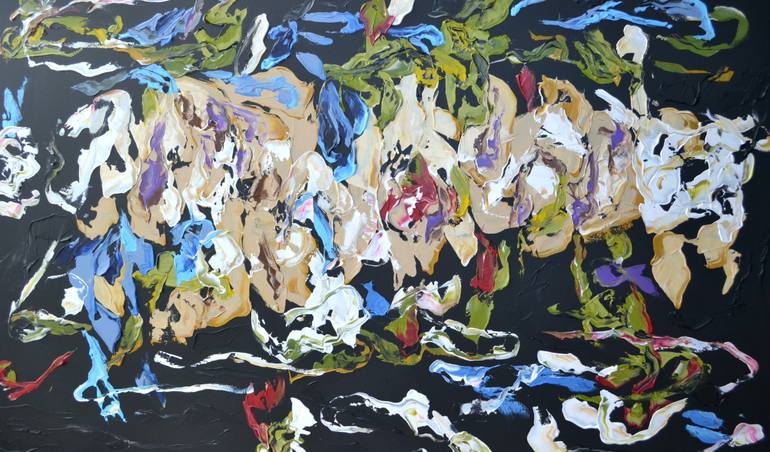 Original Abstract Floral Painting by Tetiana And Victoria Hutsul