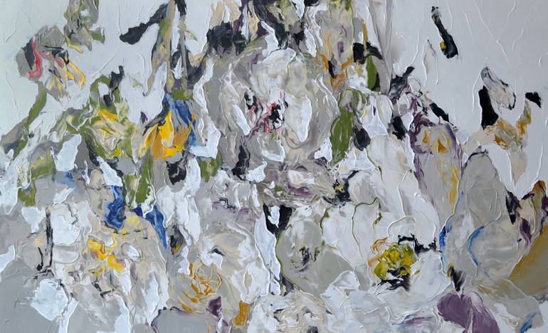 Original Abstract Floral Painting by Tetiana And Victoria Hutsul