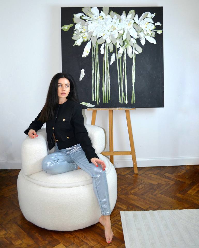 Original Contemporary Floral Painting by Tetiana and Victoria Hutsul