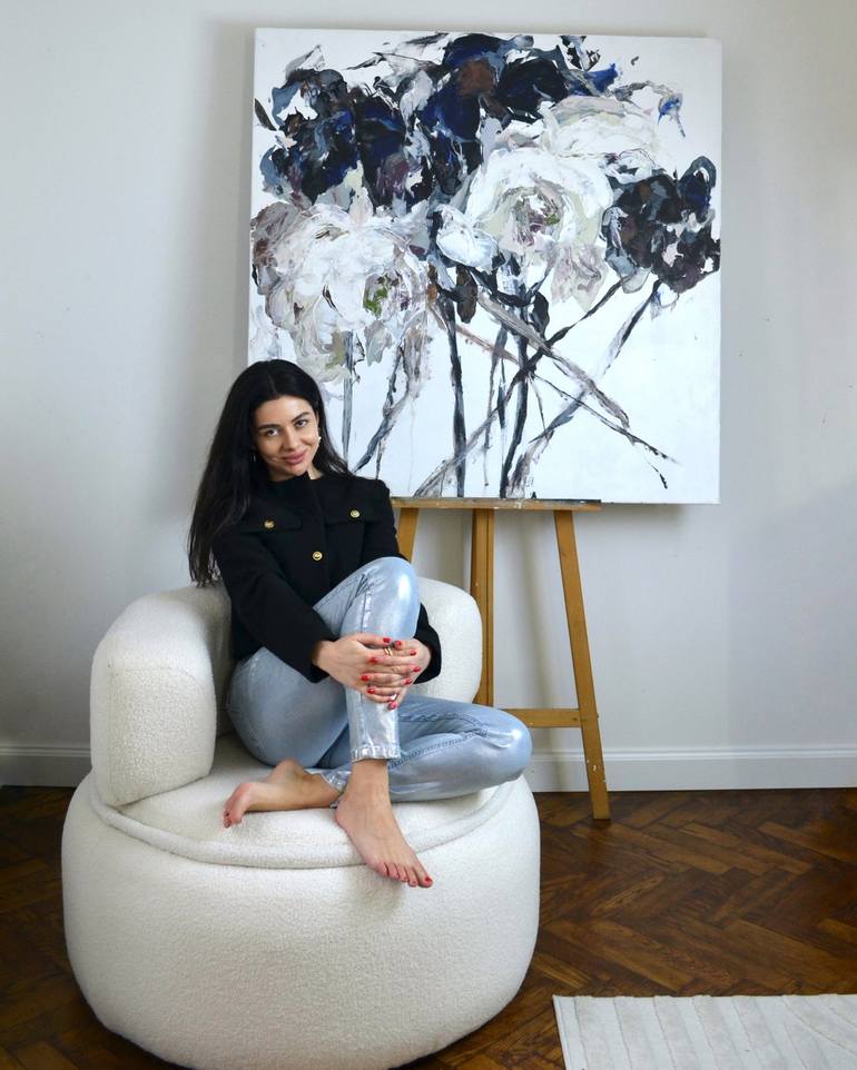 Original Contemporary Floral Painting by Tetiana and Victoria Hutsul