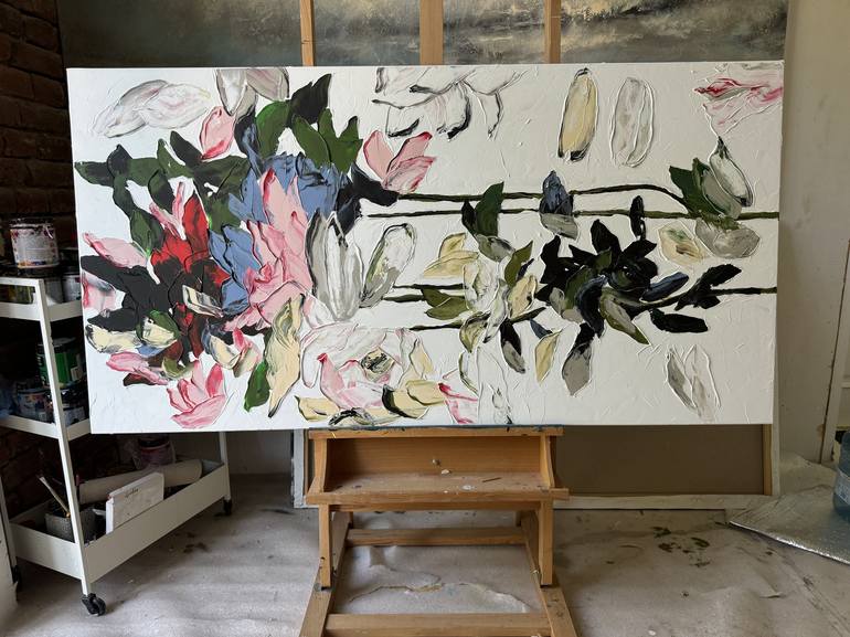 Original Contemporary Floral Painting by Tetiana and Victoria Hutsul