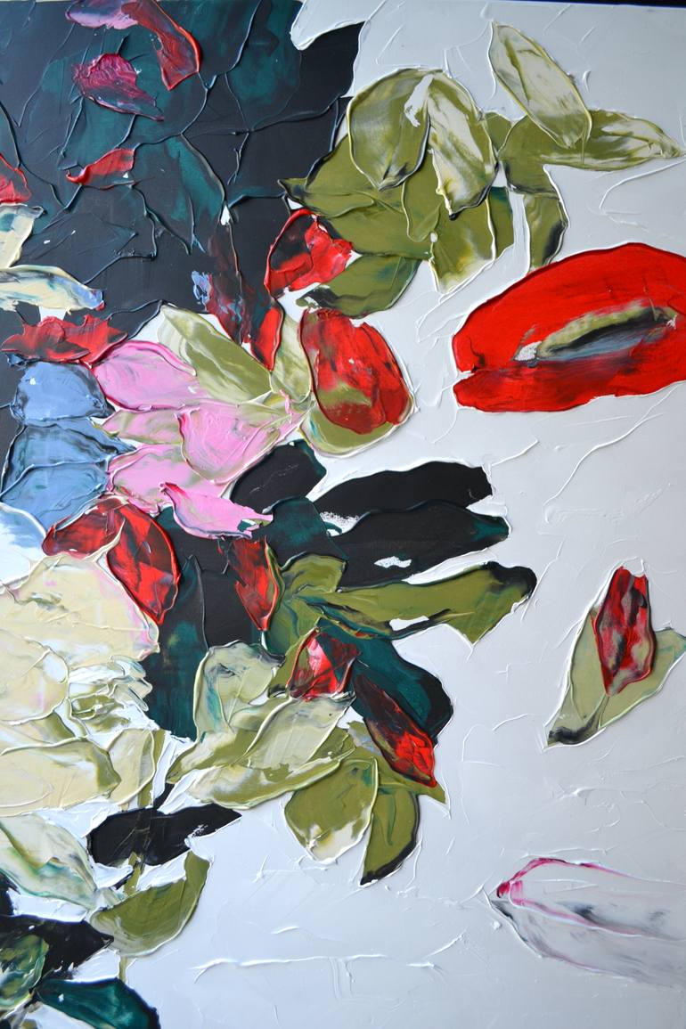 Original Abstract Floral Painting by Tetiana And Victoria Hutsul