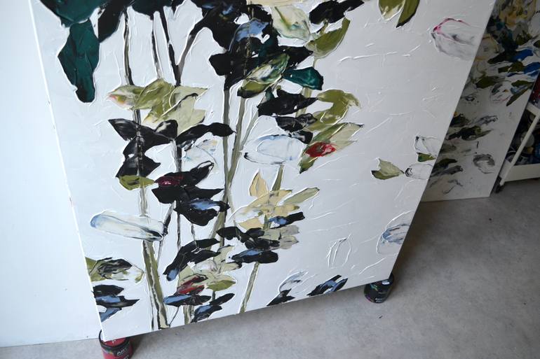 Original Abstract Floral Painting by Tetiana And Victoria Hutsul