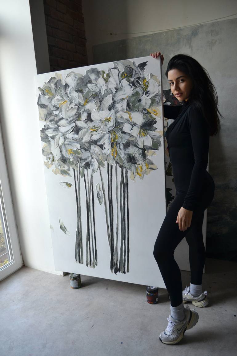 Original Abstract Floral Painting by Tetiana And Victoria Hutsul