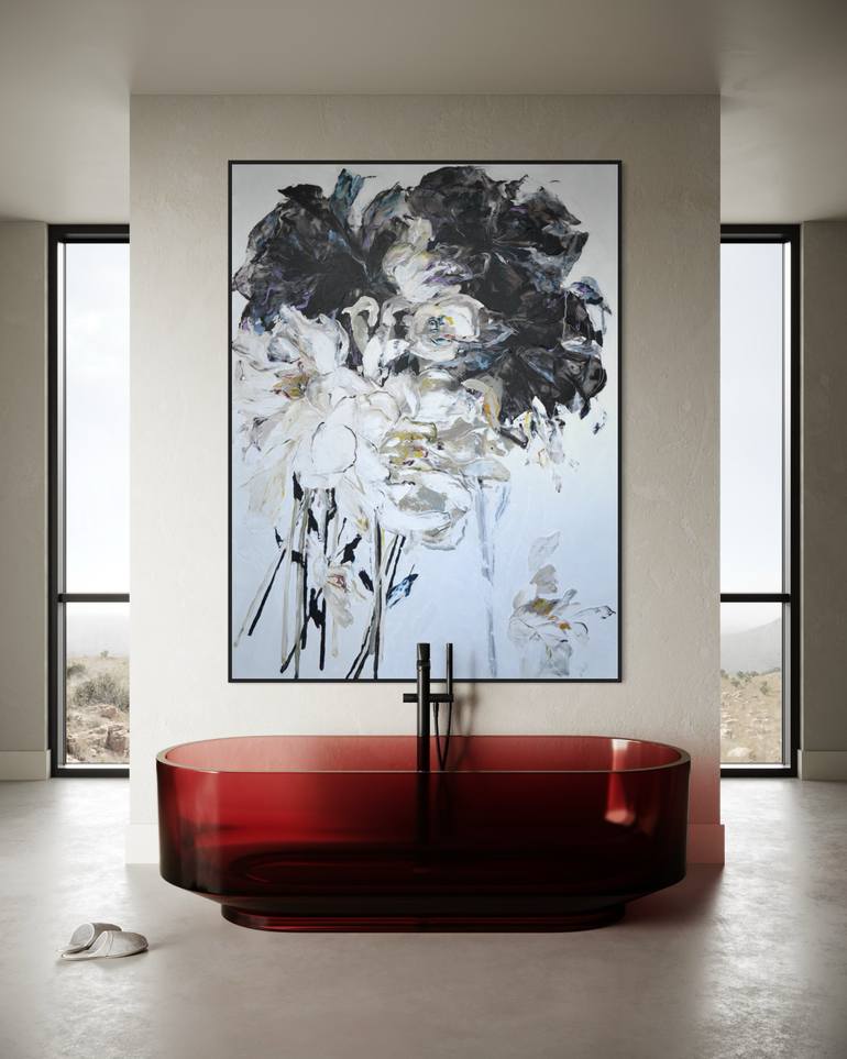 Original Abstract Floral Painting by Tetiana And Victoria Hutsul