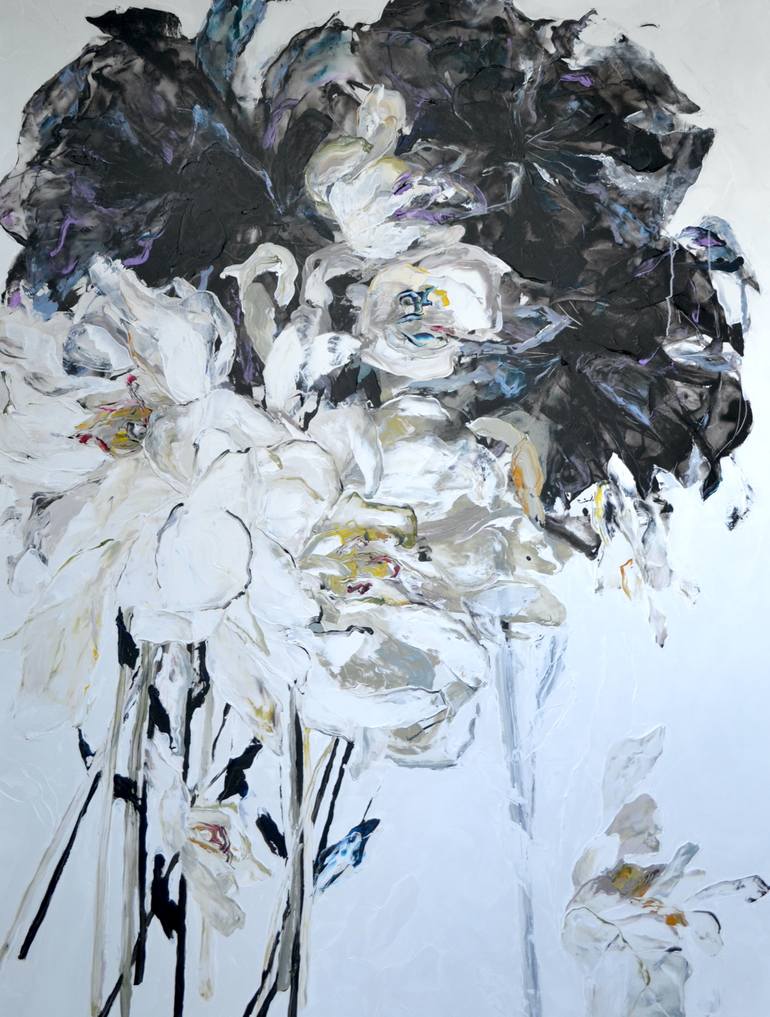 Original Abstract Floral Painting by Tetiana And Victoria Hutsul