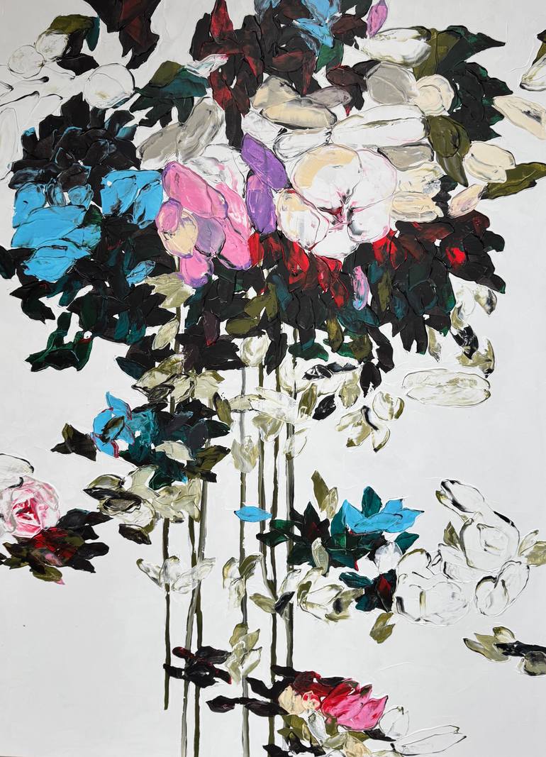 Original Abstract Floral Painting by Tetiana And Victoria Hutsul