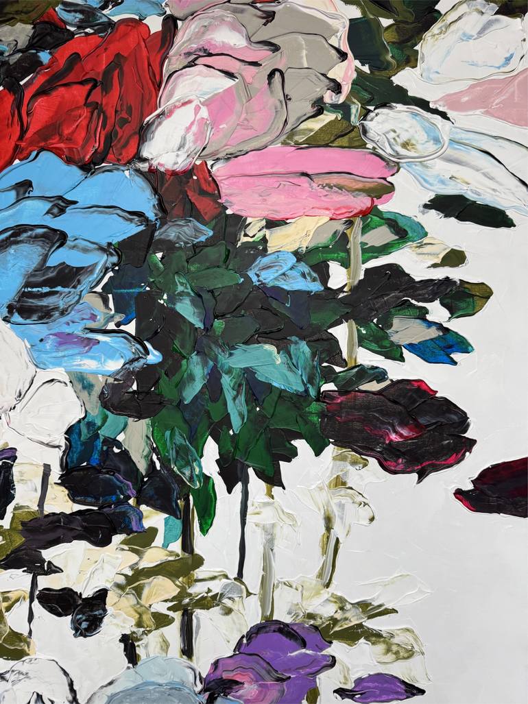 Original Abstract Floral Painting by Tetiana And Victoria Hutsul