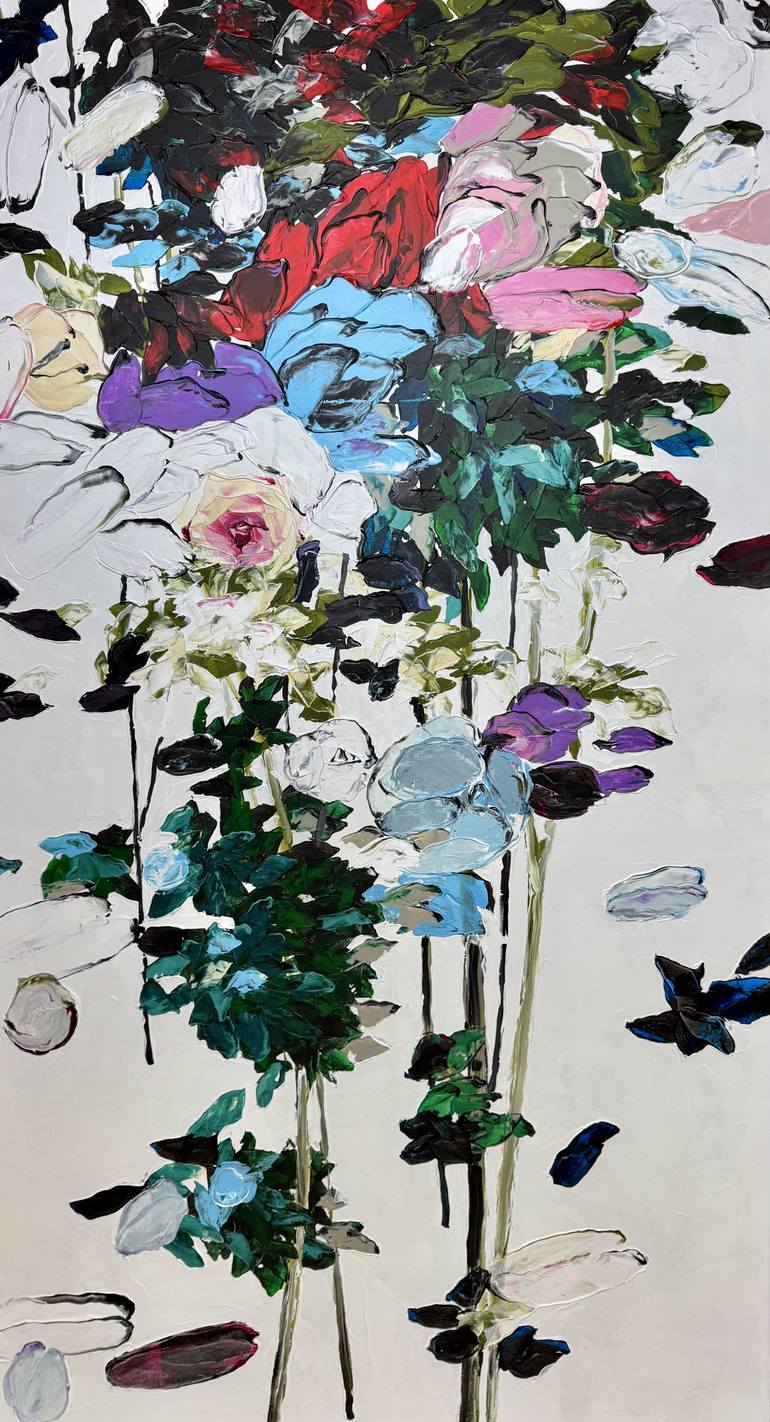 Original Abstract Floral Painting by Tetiana And Victoria Hutsul