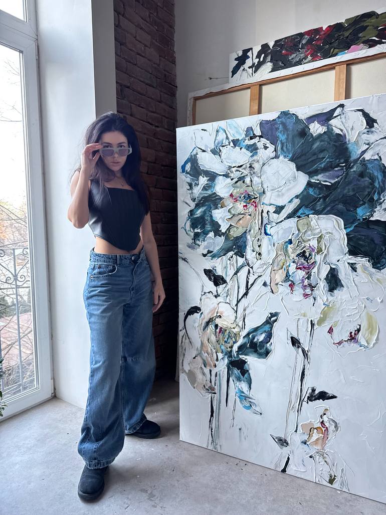 Original Abstract Floral Painting by Tetiana And Victoria Hutsul