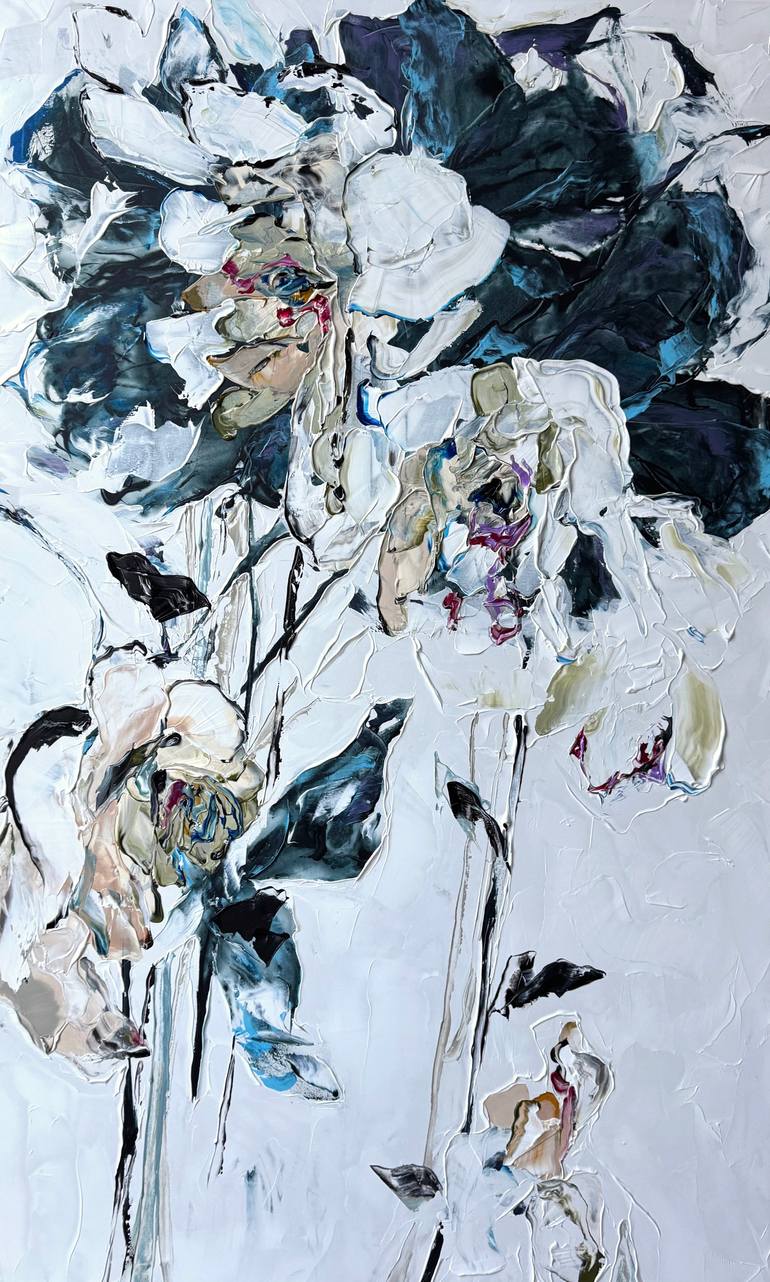 Original Abstract Floral Painting by Tetiana And Victoria Hutsul