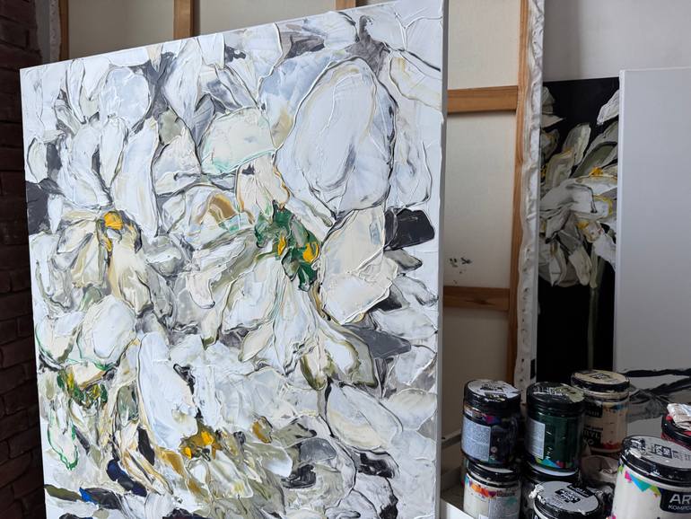 Original Abstract Floral Painting by Tetiana And Victoria Hutsul