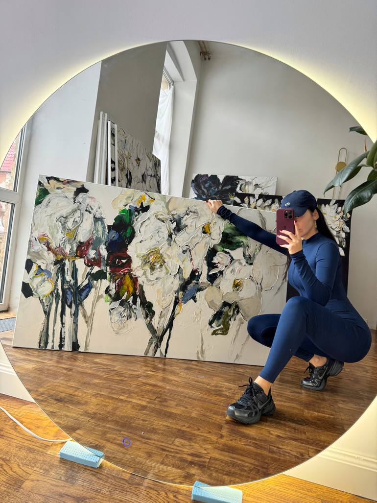 Original Abstract Floral Painting by Tetiana And Victoria Hutsul