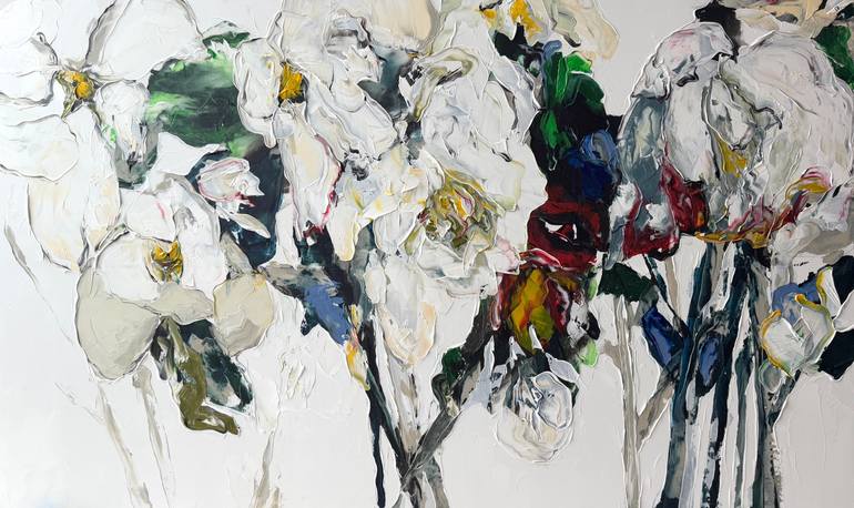 Original Abstract Floral Painting by Tetiana And Victoria Hutsul